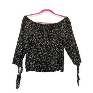 Madewell Silk Off the Shoulder tie sleeve top size small